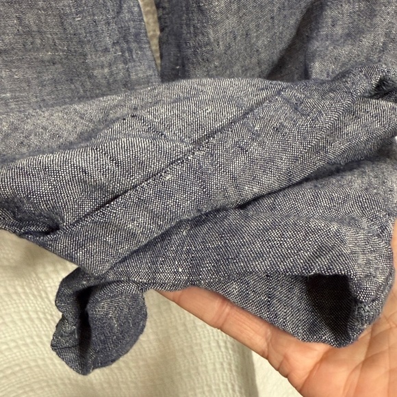 RACHEL Rachel Roy Linen pants Women’s SZ M chambray blue Cuffed tapered crop - Picture 4 of 6